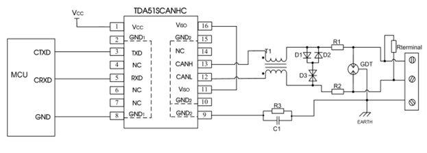 Типовая схема включения TDA51SCANHC